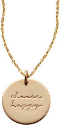 Made by Mary Pause Collection Disc Necklace in Gold Filled - Choose Happy at Nordstrom