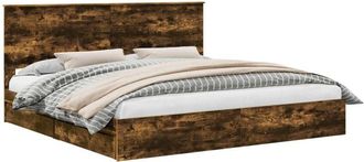 vidaXL Bed Frame with Drawer Smoked Oak 200 x 200 cm Engineered Wood vidaXL