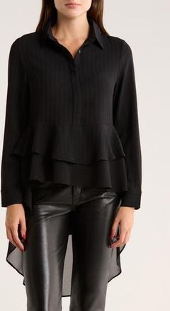Patrizia Luca Layered High-Low Button-Down Shirt in Black at Nordstrom Rack, Size Small
