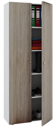ebuy24 Armario De Oficina Vcm Con 5 Compartimentos Moderno Archivador Con Puertas Giratorias Dimensiones An. 70 X Al. 178 X T. 40 Cm - Vandol (blanco / Roble