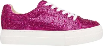 Betsey Johnson Womens Sidny Rhinestone Sneakers In Fuchsia