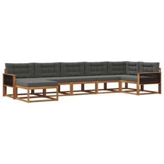 vidaXL Conjunto De Sof&aacute;s De Exterior 7 Pcs Natural Y Antracita Vidaxl
