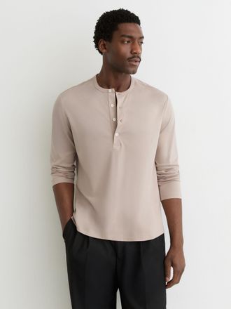 Reiss Stone Airwater-cotton Henley Shirt, Xxl