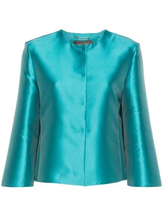 Alberta Ferretti satin cropped jacket - women - Polyester/Silk - 44 - Blue