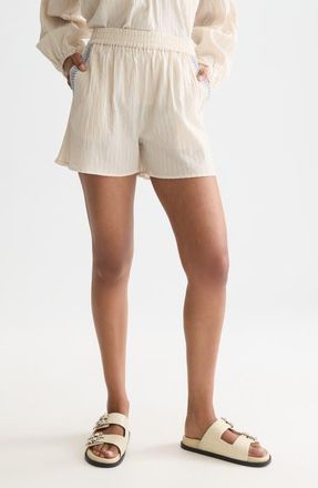 Scotch & Soda Embroidered Cotton Crepe Shorts in Fog at Nordstrom, Size X-Small