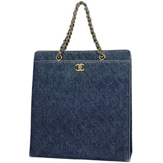 Chanel Matelasse Blue Denim Handbag Tote Bag (Pre-Owned)