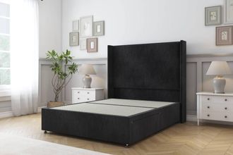 Sloomy Devonshire Naples Divan Base 2 Drawers - 54 Wingback Headboard in Black | Size: Small Double