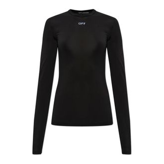 Off-white Long Sleeve Tops, female, Black, Size: 2XS Logo T-Shirt
