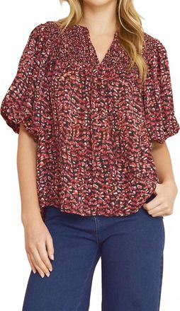 Entro Print Bubble Top In Plum