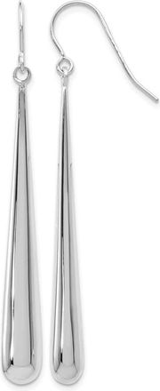 Diamond2Deal 14K White Gold Polished Shepherd Hook Drop Dangle Earrings