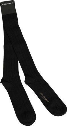 Dolce & Gabbana Logo Print Over-The-Calf Sokken - Heren - Accessoires - Zwart - Maat: ONE Size Wol