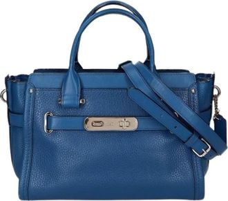 Coach Pre-owned Handbags, female, Blue, Size: ONE SIZE Pre-owned Leather Shoulder Bag