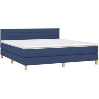 vidaXL Cama Box Spring Con Colch&oacute;n Tela Azul 180x200 Cm Vidaxl
