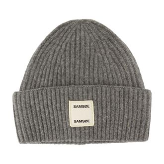 Sams&oslash;e & Sams&oslash;e Womens F24300118-Clr000659 Ribbed Wool Beanie Gray