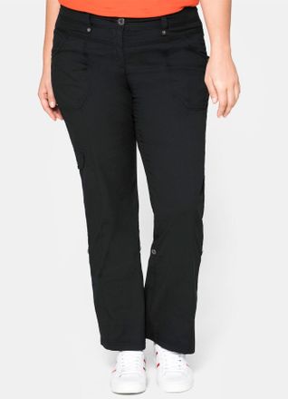 Sheego Cargohose SHEEGO, Damen, Gr. 40, Normalgr&ouml;ssen, schwarz, 97% Baumwolle, 3% Elasthan, unifarben, Hosen Cargohose