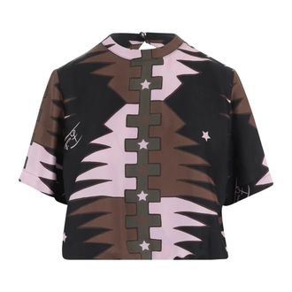 Pucci Overhemden, Dames, Veelkleurig, L, Valdimontone Print Zijden Top