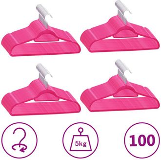 vidaXL Set Appendiabiti 100 pz Antiscivolo Rosa in Velluto - Vidaxl