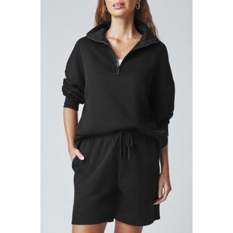 Florence By Mills Cozy Crush Half-Zip Cotton Blend Sweatshirt in Black at Nordstrom, Size Xx-Small