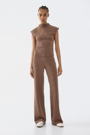 H&M Straight-leg jersey pants in Brown Melange at Nordstrom, Size Xx-Large