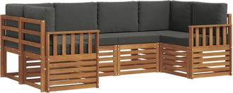 vidaXL Conjunto De Sof&aacute;s De Exterior 6 Uds. Natural Y Antracita Vidaxl