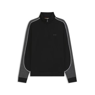 BOSS Contrast-detail zip-neck sweatshirt in a cotton blend