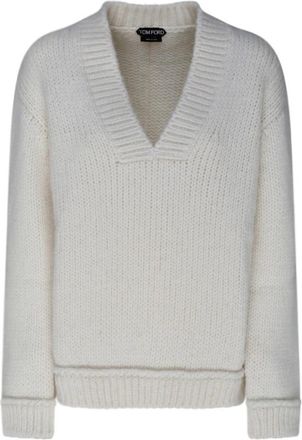 Tom Ford Alpaca V-hals Pullover Trui - Dames - V-hals truien - Grijs - XS - Truien & Vesten