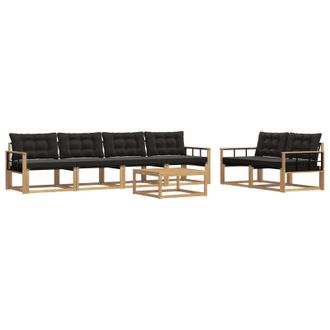 vidaXL Conjunto De Sof&aacute;s De Exterior 7 Pcs Blanco Y Negro Vidaxl