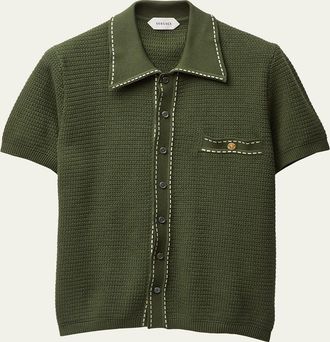Versace Cotton Knit Button-Down Sweater