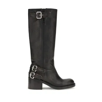 Chlo&eacute; Black Calf Leather Bos Taurus Ankle Womens Boots