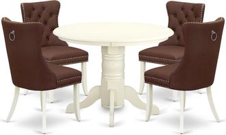 East West Furniture 5 Piece Kitchen Table Set for Small Spaces Contains a Round Dining Table