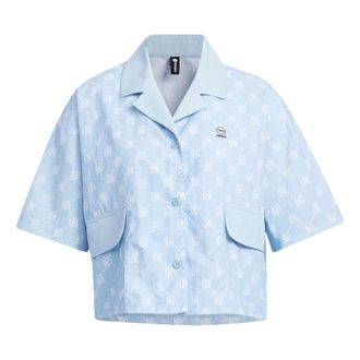 adidas (WMNS) adidas Neo Lapel Loose Breathable Sports Casual Polo Shirts Blue IB5841