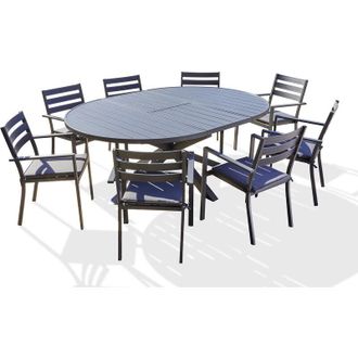 DCB Garden PELOSA - Set da pranzo 8 posti in alluminio con estensione farfalla - DCB GARDEN