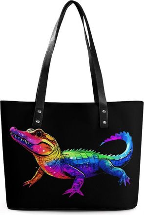 Generic Colorful Crocodile Print Tote Bags for Women Cute Shoulder Purses Handbags