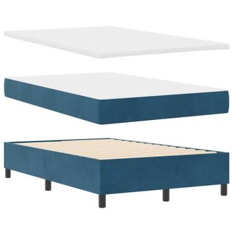 vidaXL Vidaxl Cama Con Somier Con Colch&oacute;n Y Banco Azul Oscuro 120x200 Cm Terciopelo
