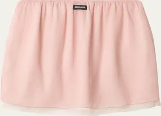 Miu Miu Layered Crinkle Silk Chiffon Mini Skirt