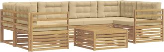 vidaXL Conjunto De Sof&aacute;s De Exterior 7 Uds. Y Beige Poli&eacute;ster Vidaxl