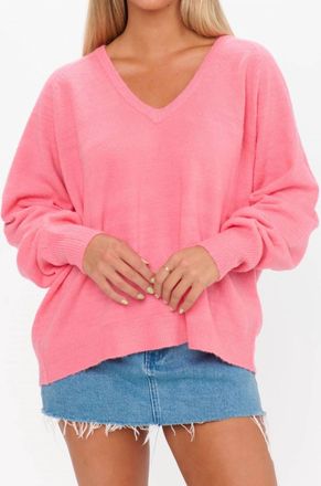 Show me your Mumu Anything Goes V Neck Sweater In Coral Knit