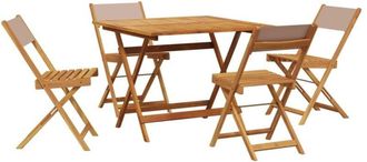 vidaXL 5 Piece Garden Dining Set Taupe Fabric and Solid Wood vidaXL