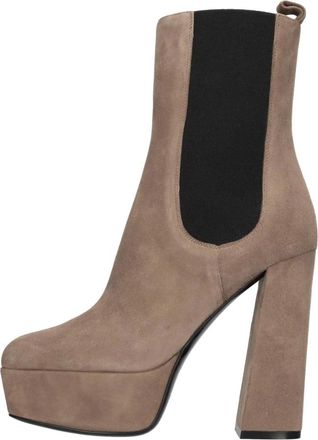 Sergio Rossi Su&egrave;de Enkellaarsjes - Dames - Laarzen met Hak - Bruin - 40 EU - Su&egrave;de - Schoenen