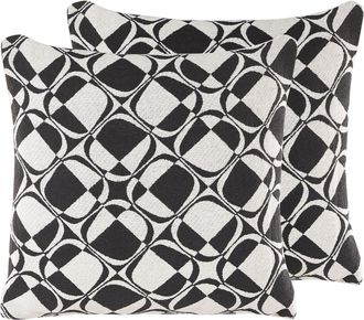 Beliani Set Di 2 Cuscini Decorativi In Cotone 45 X 45 Cm Bianco E Nero Koture