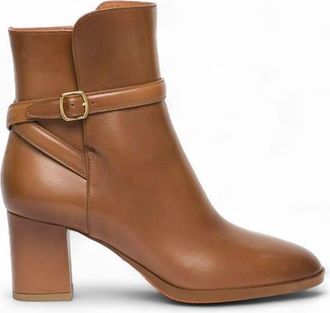 Santoni Womens Leather Mid-Heel Ankle Boot in Brown at Nordstrom, Size 10.5