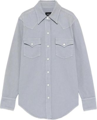 A.P.C. Western Shirt - Dames - Overhemden - Grijs - XS - Katoen - Overhemden