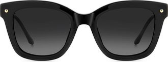 Carolina Herrera HER 0407/G/S 51mm Gradient Rectangular Sunglasses in Black/dark Grey Sf at Nordstrom
