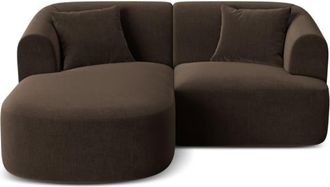 Cosmopolitan Design Sof&aacute; esquinero izquierdo modular 3 plazas de terciopelo chocolate