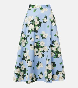 Carolina Herrera Falda midi de faya floral
