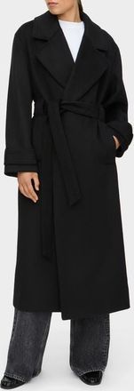Aligne George Wool Blend Wrap Coat in Black at Nordstrom, Size 12