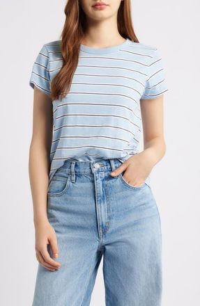 Rag & Bone The Slub Stripe T-Shirt in Light Blue Multi at Nordstrom, Size Xx-Small