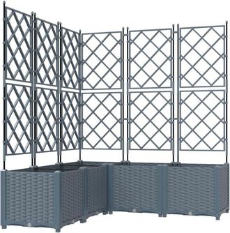 vidaXL Vidaxl - Garden Planter with Trellis 5 pcs Light grey 120 x 120 x 143 cm
