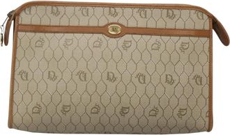 Dior Honeycomb Beige Canvas Clutch Bag (Pre-Owned)
