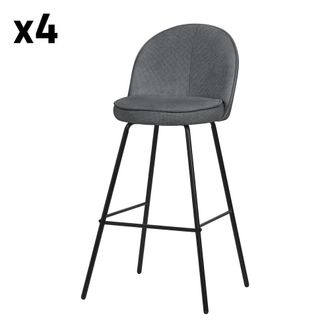 ML Design Set de 4 Taburetes de bar antracita 75cm tapizado y soporte met&aacute;lico